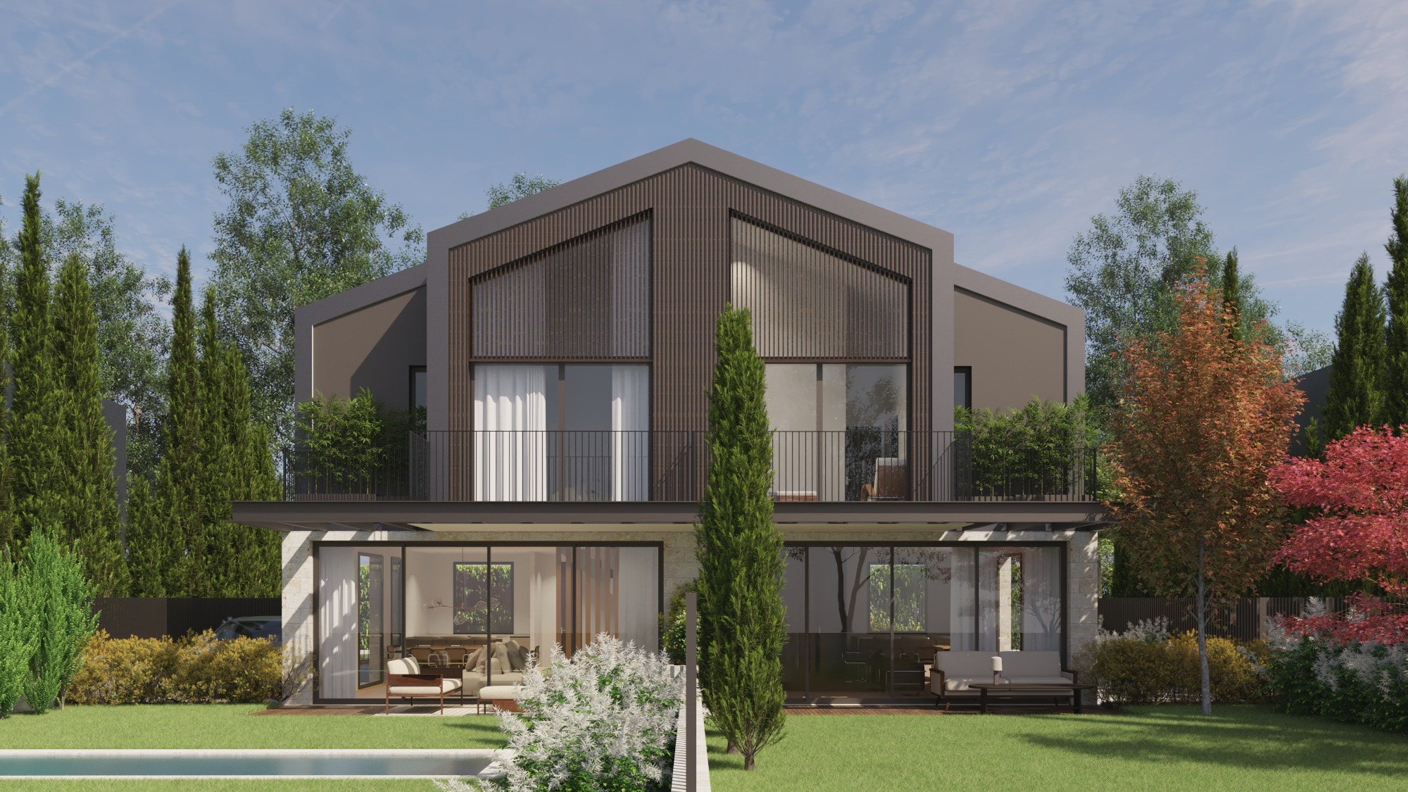 Jardín de vivienda pareada Mintaka