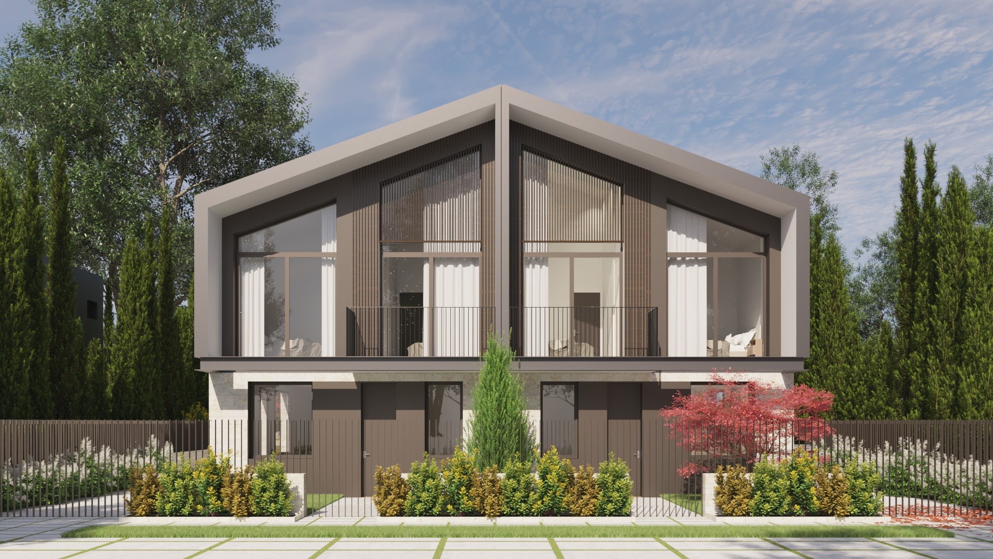 Fachada de vivienda pareada Mintaka